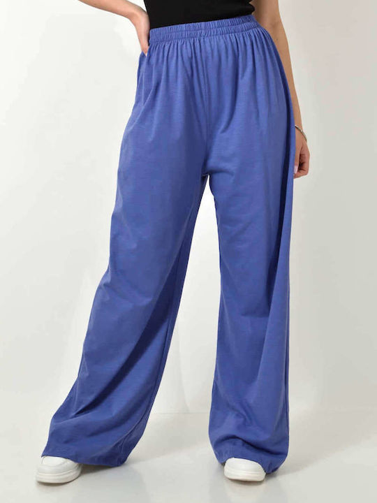 Comfortable Elastic Waist Purple Trousers 24231