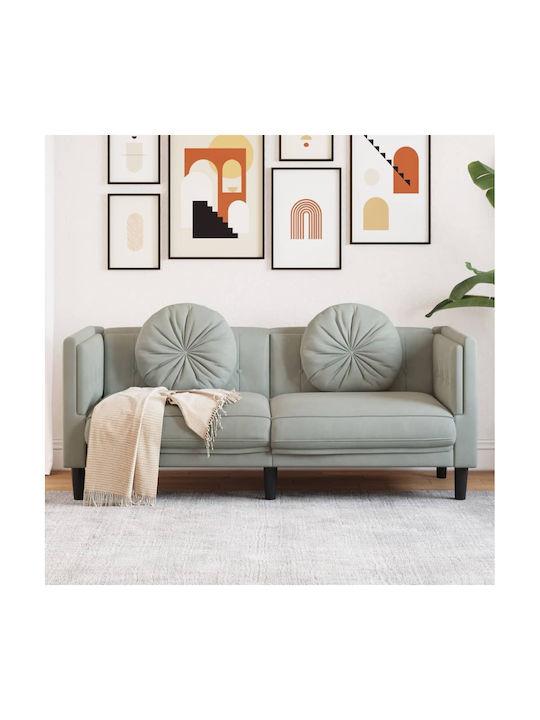 Doppelsitzer Samt Sofa Hellgrau mit Dekokissen ...