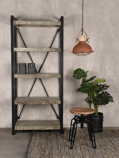 Bibliotecă Asha Negru / Natural 80x45x185 cm Bibliotecă Asha Negru / Natural 80x45x185 cm