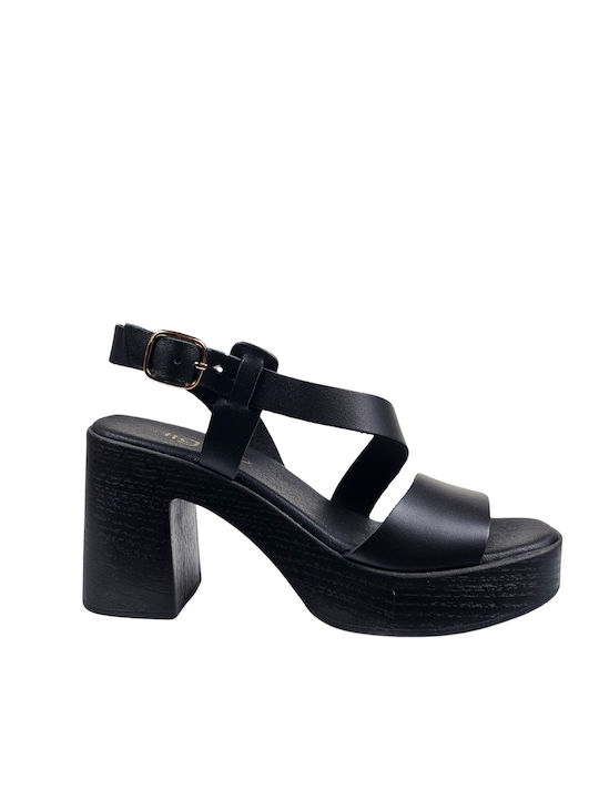 Black Leather Strap Sandals