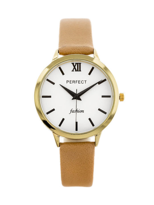 Perfect Watch with Beige Leather Strap