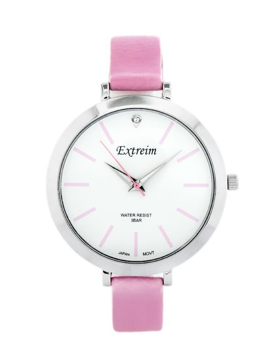 Extreim Uhr mit Rosa Lederarmband