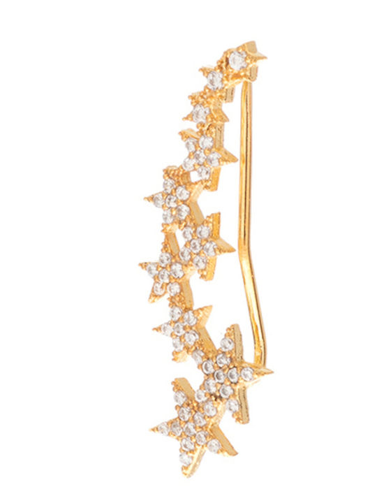 LifeLikes Star Μονό Σκουλαρίκι Ear Climber Επιχρυσωμένο με Πέτρες