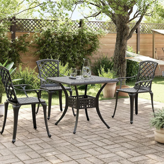 Outdoor Dinner Aluminum Table Black 80x80x75cm