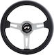 Simoni Racing Leather Three Spoke Car Steering Wheel with 35cm Diameter Black/Black