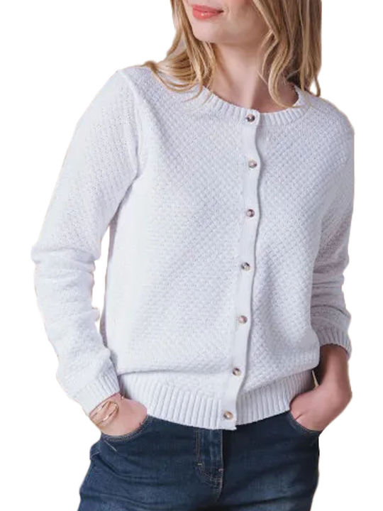 C'est Beau La Vie Women's Knitted Cardigan with Buttons White