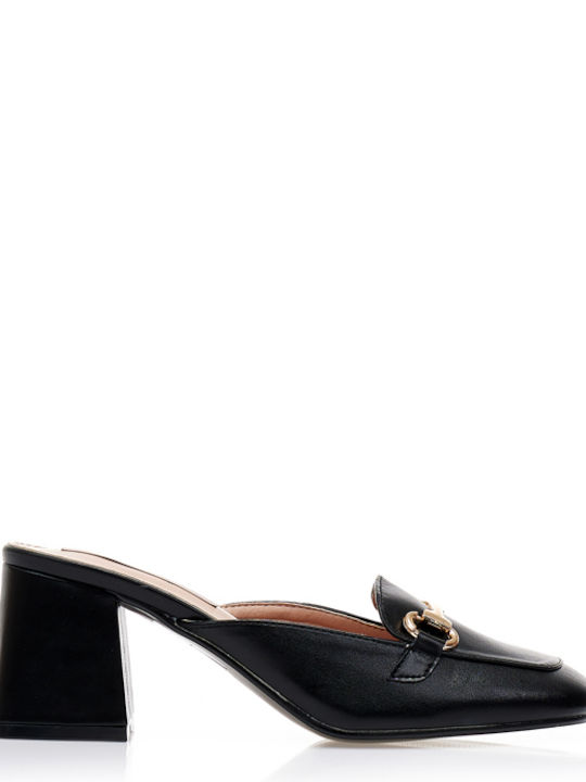 Tsoukalas Mules with Chunky High Heel in Black ...