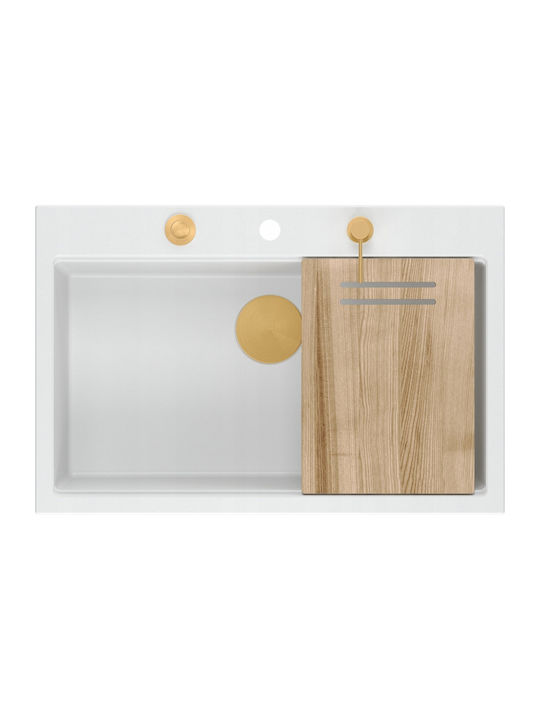 GraniteQ Drop-In Sink Synthetic Granite W76xD50...