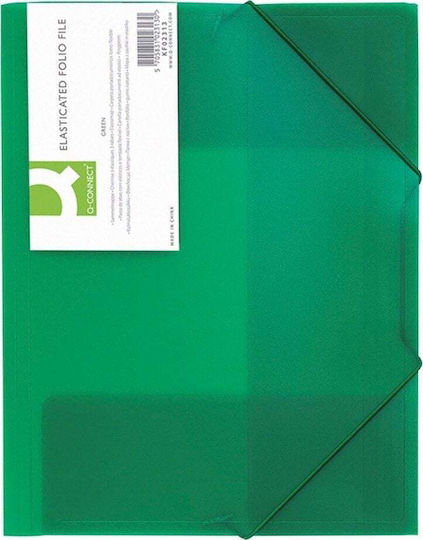 Q-Connect Ordner Transparent mit Gummiband und Ohren für Papier A4 Grünς