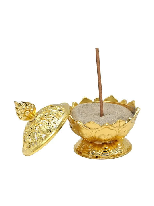 Aromatizator de rezină metalică și tămâie cu arzător de lotus aurit