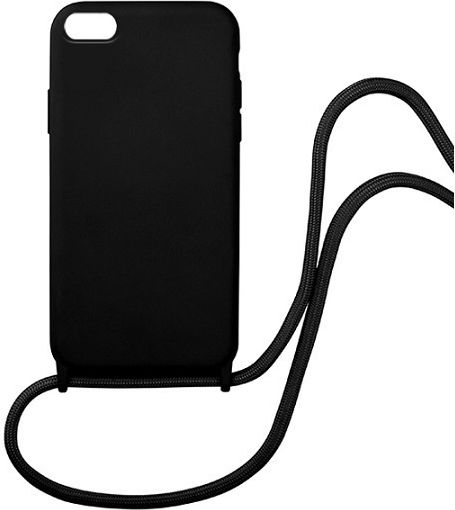 Colored Back Cover Σιλικόνης με Λουράκι Μαύρο (iPhone 8/7)