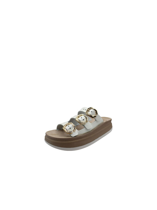 Fantasy Sandals Fantasy Кожени Дамски сандали Платформи в Бял Цвят