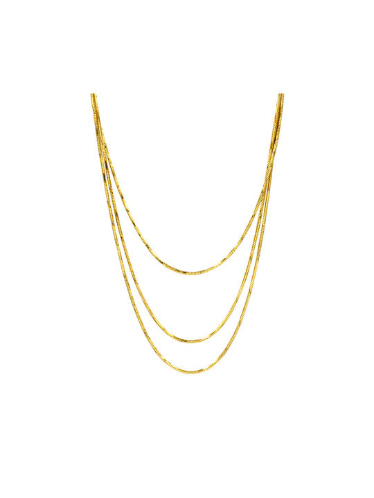 Triple Steel Necklace Awear Estrella Gold