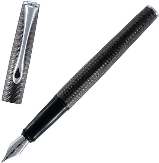 Diplomat Fountain Pen Broad Black Steel with Black Ink