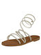 J&C Leather Women's Flat Sandals in White Color