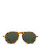 Twig Thiele Unisex Sunglasses with Brown Tartaruga Plastic Frame and Green Lens THS10