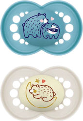 Mam Pacifiers Silicone Night Teddy Bear - Grey / Blue for 16+ months 2pcs