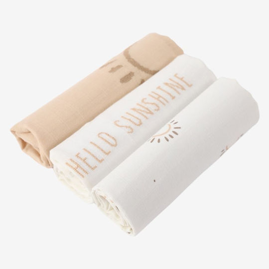 Minene Muslin Changing Pads Beige Beige 70x70cm. 3pcs