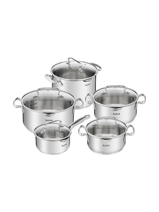 Tefal Duetto+ Pots Set of Stainless Steel with Coating 3pcs