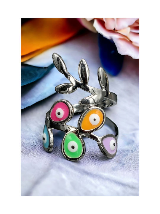 Stahl Silber Blumen Bunte Ringe