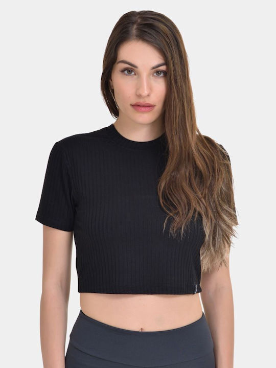 Γυναικείο Crop Top Κοντομάνικο Μαύρη