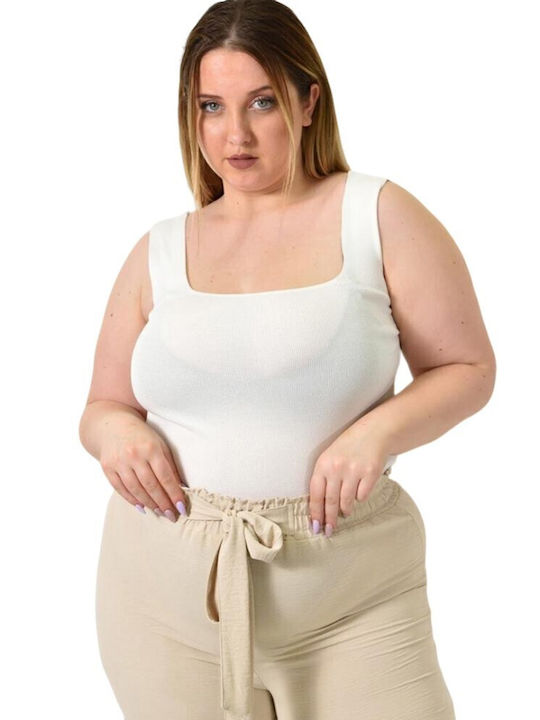 Women's Plus Size Fitted Top White 24423