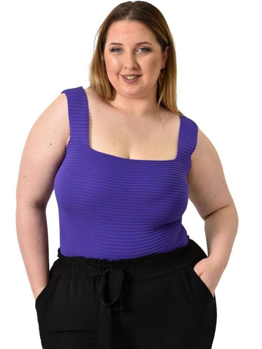 Women's Plus Size Sleeveless Embossed Design Top Purple 24387