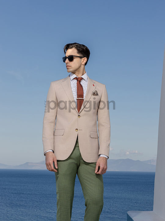 Men's Suit Jacket Slim Fit Beige