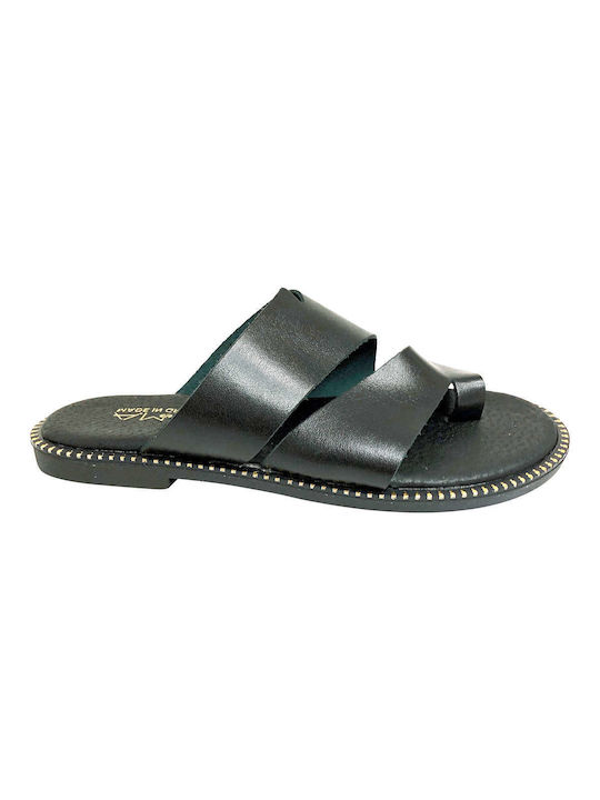 Ligglo Leder Damen Flache Sandalen in Schwarz Farbe