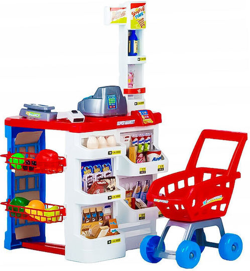 Set de joacă mare pentru supermarket cu casă de marcat, cântar și scaner pentru copii