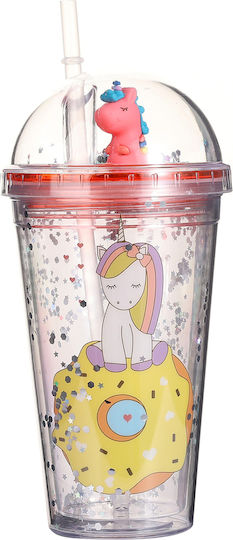 Tpster Pahar pentru apa din Plastic cu pai 450ml