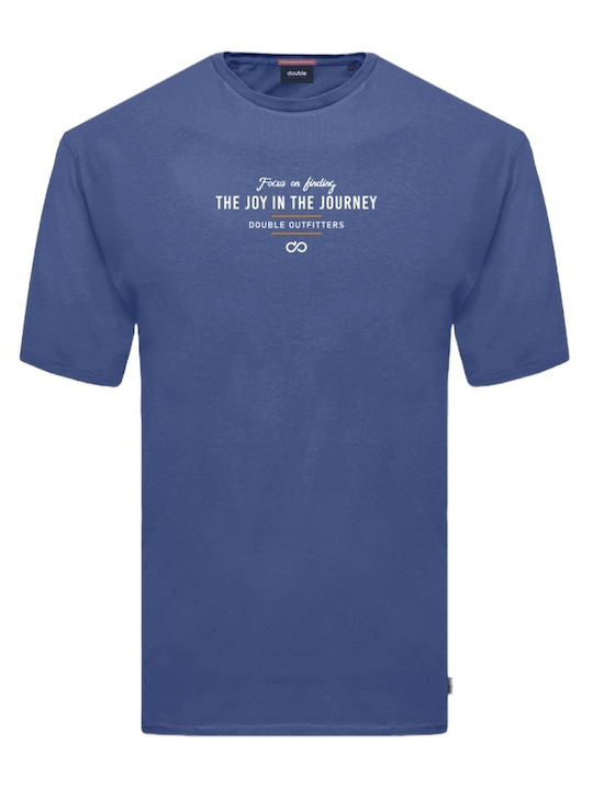 Double Ανδρικό T-shirt Κοντομάνικο Μπλε