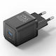 Vention Φορτιστής Χωρίς Καλώδιο GaN με Θύρα USB-C 20W Power Delivery / Quick Charge 3.0 Μαύρος (FEPB0-EU)