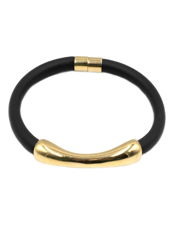 Handmade Rubber Bracelet Gold-Plated Steel Hbs4680t6612