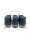 Karvounis Glass Tabletop Spice Rack with Stand Black 6pcs
