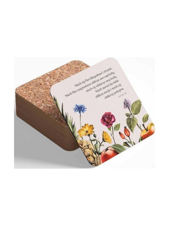 Szaron Rund Untersetzer Kork mit Gestell Beige 10cm 4Stück