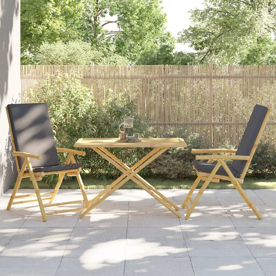 Outdoor Dinner Foldable Bamboo Table Natural 110x55x75cm