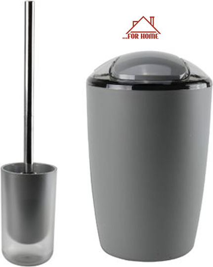 ForHome Kunststoff Set aus Toilettenbürste und Mülleimer für das Badezimmer 5Es Gray