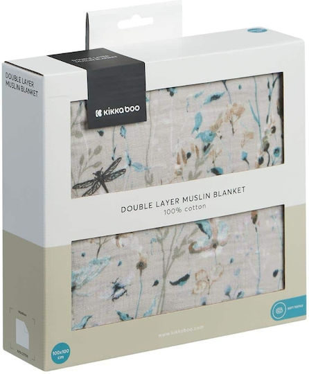 Kikka Boo Pătură Pepinieră Swaddling pături Dreamy Fields 100% bumbac Gri Grey 100x100cm