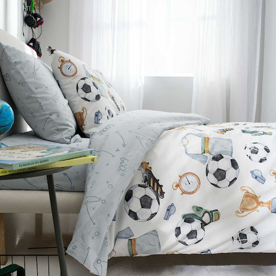 Vesta Home Σετ Σεντόνια Μονά Βαμβακερά Football Multi 170x260cm 3τμχ