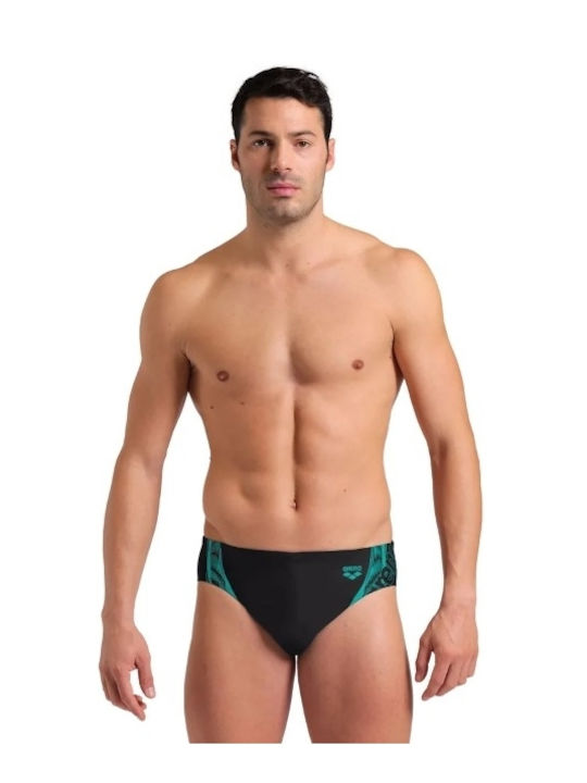 Arena Men's Swimwear Slip Black with Patterns