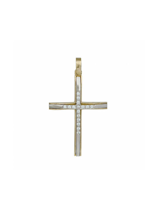 Damen Gold Kreuz 14K Αρραβώνα Δίχρωμος Γυναικείος