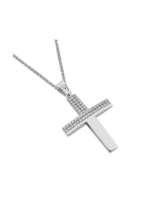 White Gold Cross 14K with Chain