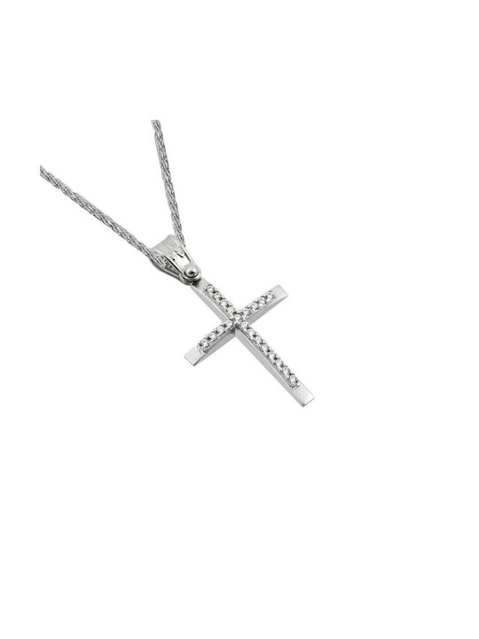 Weißgold Kreuz 14K mit Kette