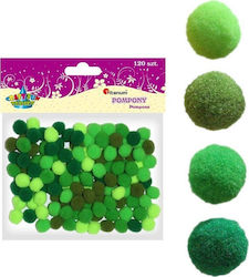Titanum Pom Pom Handwerk Grün mit Durchmesser 10mm Set 120Stück