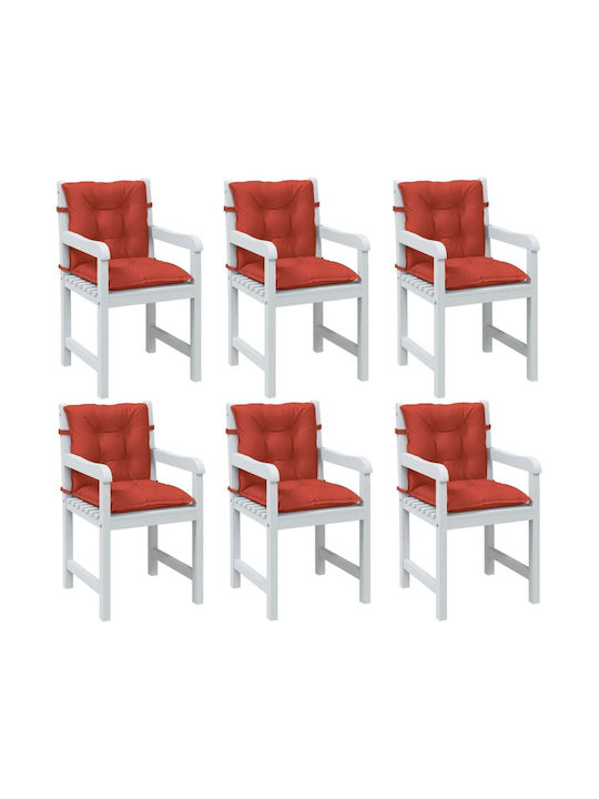vidaXL Garden Chair Cushions with Backrest Red 6 Pieces 50x100cm