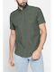 Short-sleeved Cotton Shirt Dark Green