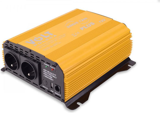 Volt Polska Car Inverter Pure Sinewave 600W to Converter 12V DC in 230V AC