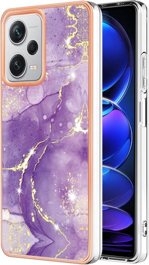 5g Global Electroplating Marble Umschlag Rückseite Silikon / Kunststoff Lila (Redmi Note 12 Pro+)