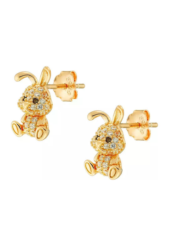 Oxzen Bunny Gold Plated Kids Earrings Studs from Silver